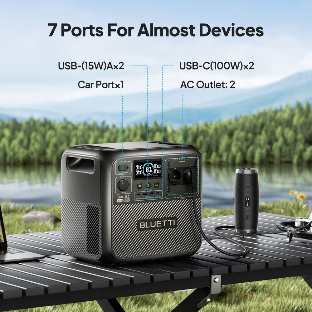 BLUETTI Elite 200 V2 2073.6Wh 2600W Portable Power Station Solar Generator RV