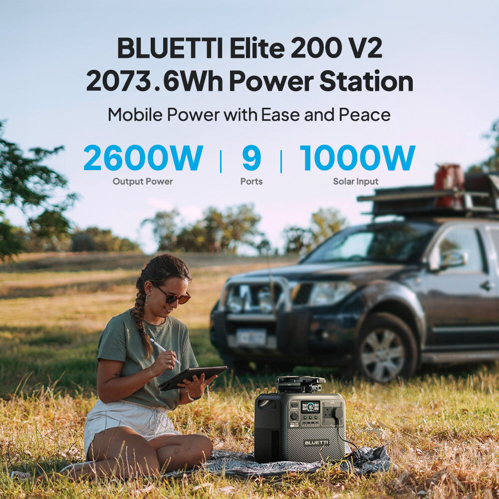 BLUETTI Elite 200 V2 2073.6Wh Portable Power Station 2600W Solar Generator RV