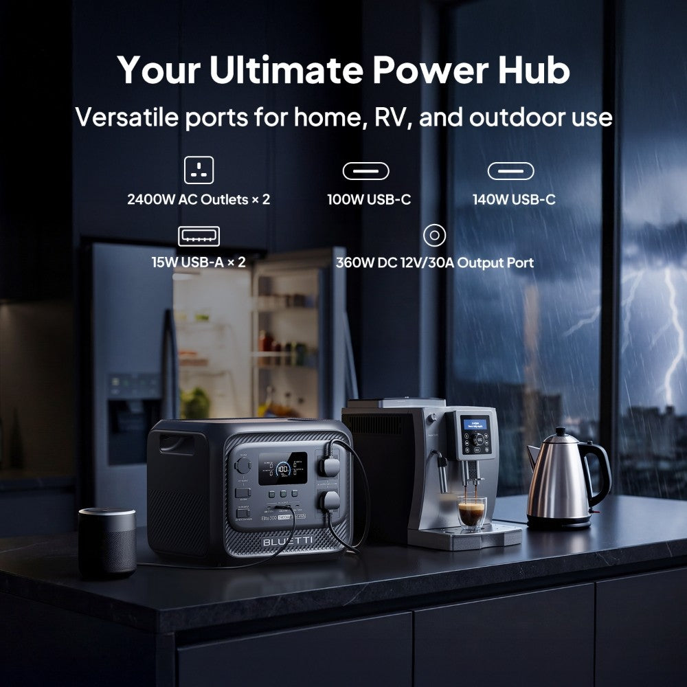BLUETTI Elite 300 Portable Power Station 2400W 3014.4Wh Solar Generator RV Trip