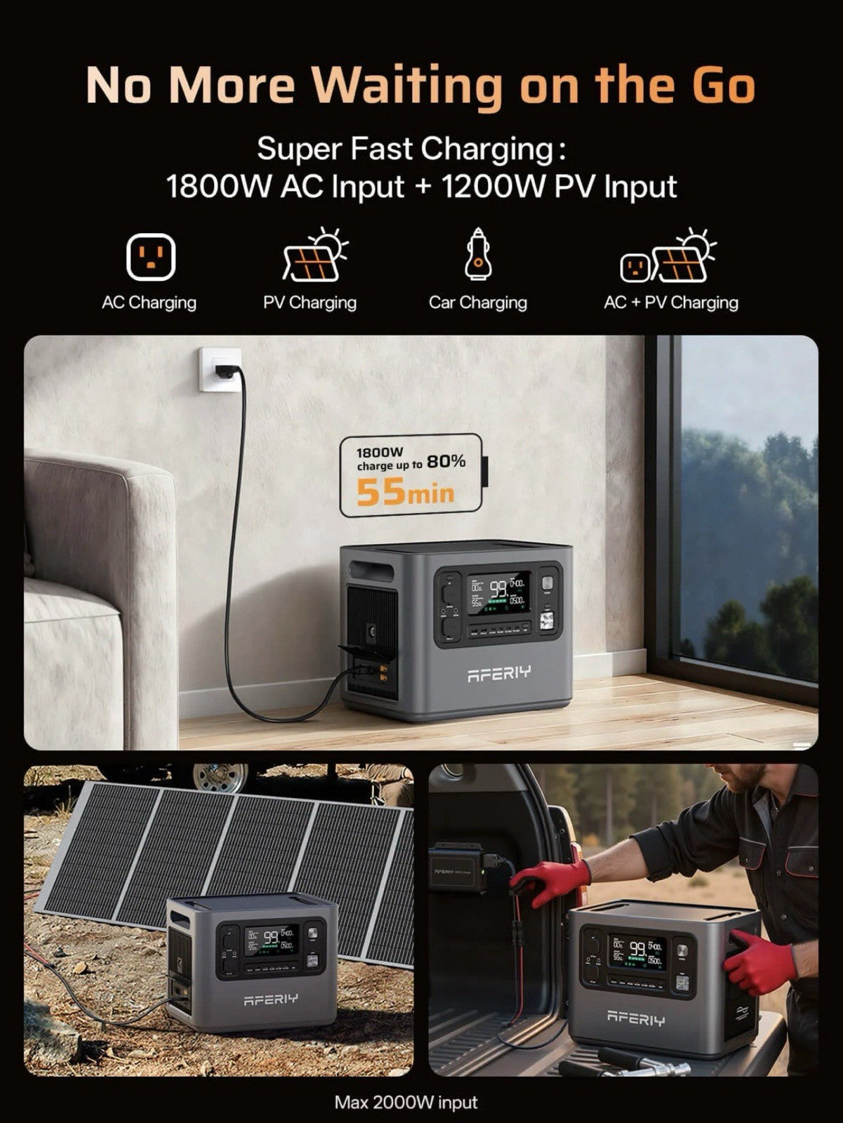AFERIY P280 Portable Power Station 2800W 2048Wh Expandable to 10240Wh LifePO4 UK