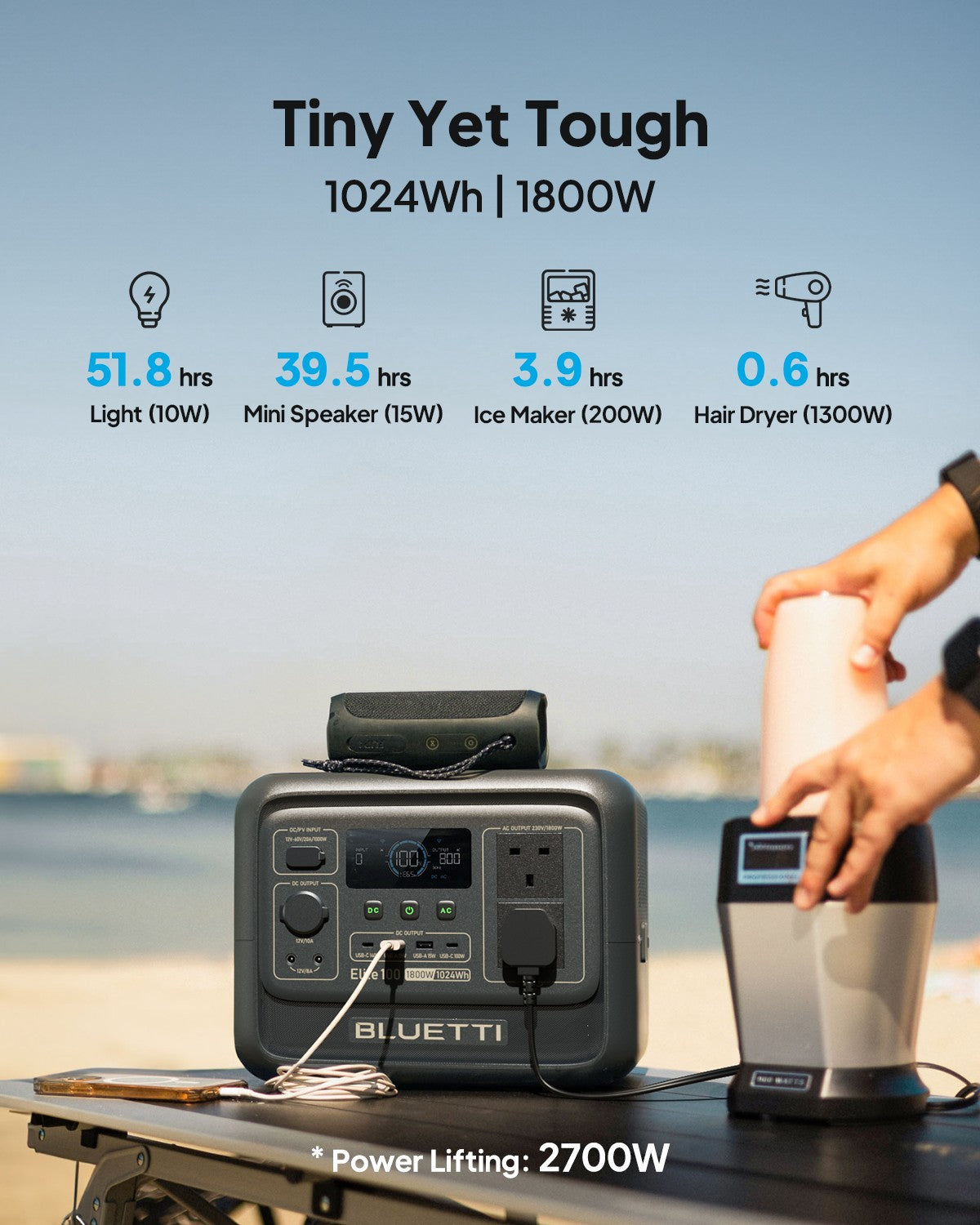 BLUETTI Elite 100 V2 1024Wh Portable Power Station RV with Optional Solar Panel