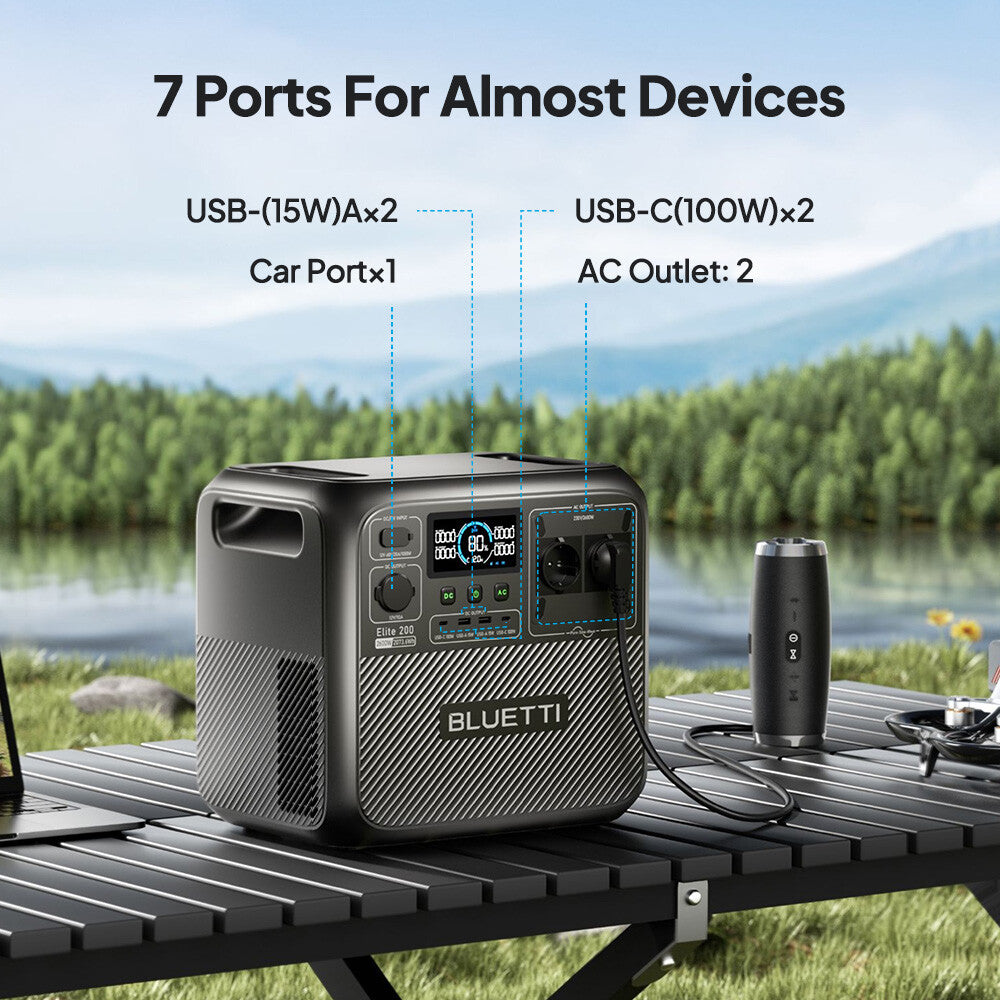 BLUETTI Elite 200 V2 2073.6Wh Portable Power Station 2600W Solar Generator RV